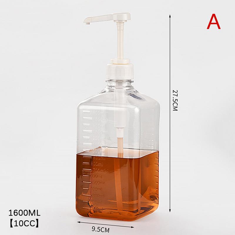 1600ml Coffee Syrup Dispenser Multi-Function Kitchen Honey Sauce Ketchup Bottle with 5/8CC/10CC Pump Scale Syrup Drip Dispenser