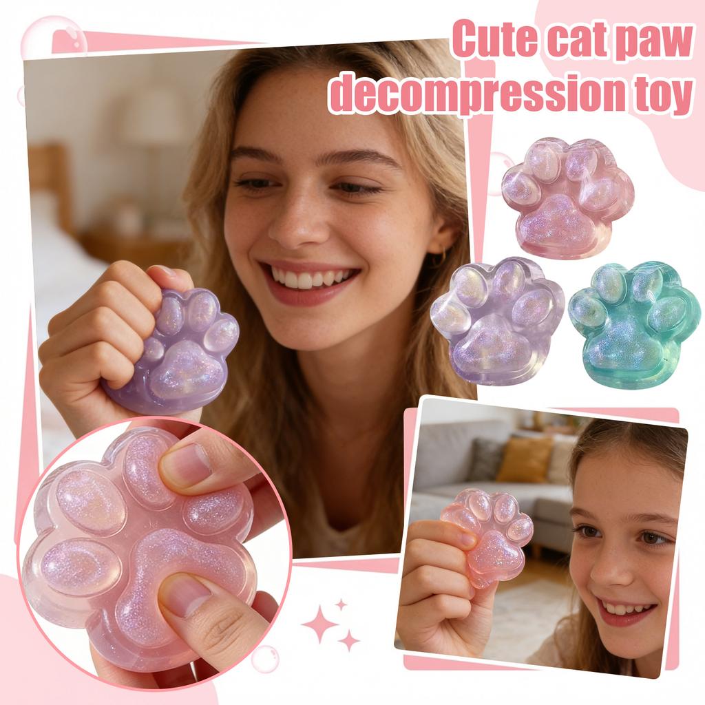 Resin Paw Shaped Decorative Paperweight with Glitter Finish for Office Desk Home Display Ornament Gift