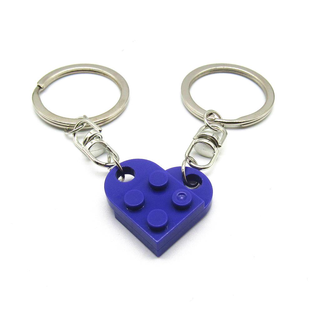 LEGO Heart Puzzle Keychain: European & American Style Building Block for Couples