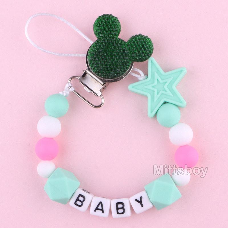 Newest Custom Personalized Name Pacifier Clips Handmade Beech Chains Silicone Beads Holder Soother Baby Teething Toys Chew Gift