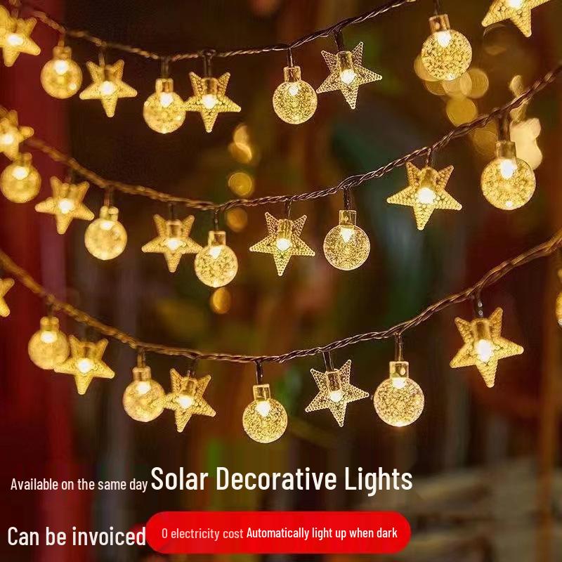 LED Solar String Lights: Outdoor Camping & Courtyard Tent Decor with Colored Bulb