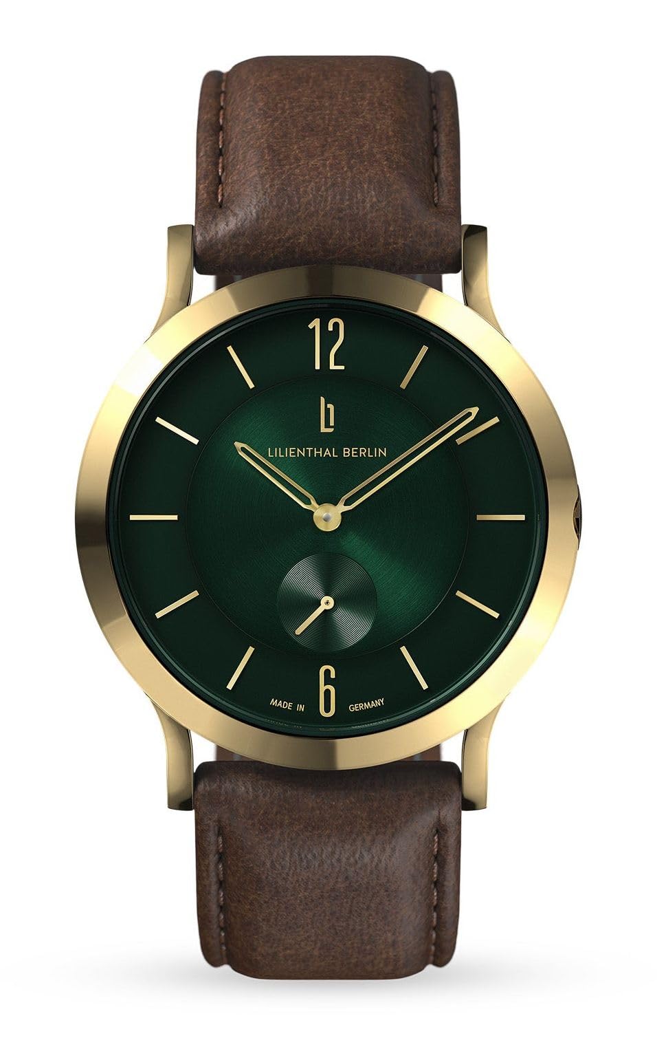 

Lilianthal Berlin Brown Watch with Small Made in Men s Seconds, Germany, L01-219-CB046BS зелений