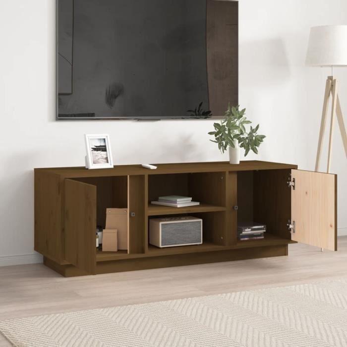 814477 vidaXL TV Cabinet Honey Brown 110x35x40.5 Cm Solid Pine Wood