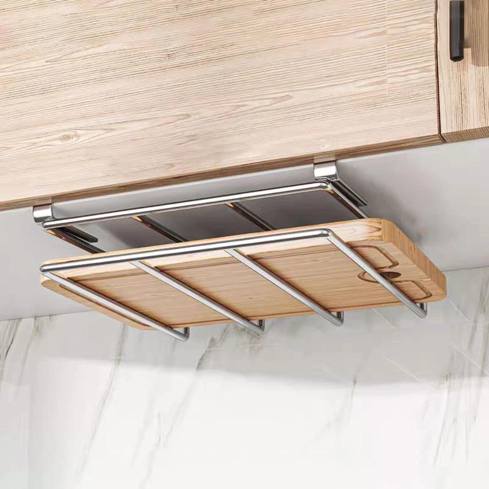Under Cabinet Cutting Board Organizer Holder Kitchen Hanging Chopping Board Pot Lid Kitchenware Storage Rack Stainless Steel