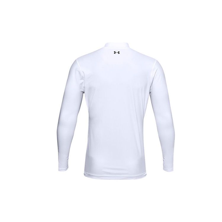 Under Armour Iso-Chill Logo Print Golf Athletic Slim Fit High Neck Long Sleeve T-Shirt Men Tops White 1359966-100