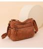 Large Capacity Soft Leather Cross-border Women's Shoulder Tote Bag for Middle-aged Women, with Washed Leather Finish.