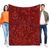 Bohemian Ethno Rot Paisley Weiche Fleece-Kuscheldecke für Sofa Bett Couch Wohnzimmer Dekoration Warm Leicht Geschenk