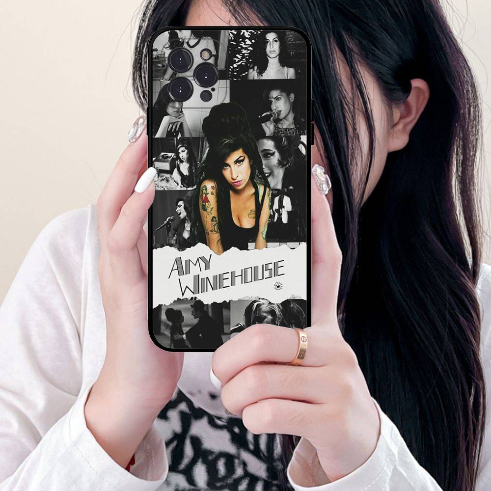 

Beauty Woman A-Amy W-Winehouse Phone Case For Iphone 16 15 17 13 14 12 11 Pro Max Plus Black Shell Cover Case iPhone 15