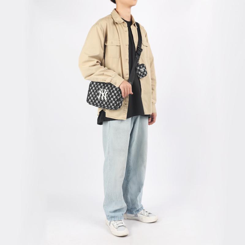 New MLB Monogram Collection Polyester Combo Bag, Camera Bag, Crossbody Bag, Shoulder Bag Unisex Black 3ACRM012N-50BKS