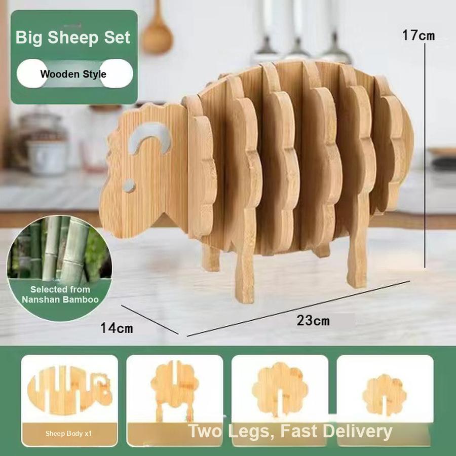 

Bamboo Cup Mat Heat Insulation Wooden Table Mat Anti-Scorching Heat Resistant Dining Tray Pad 23*14*17cm коричневий