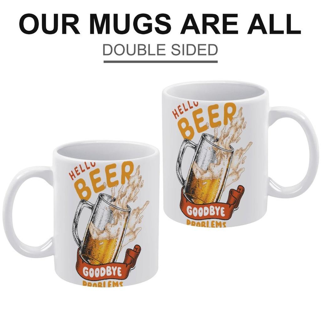 1pc 11oz Double-Sided Printed Ceramic Mug for Beer Fans, Perfect Daily Cup and Fun Surprise Gift