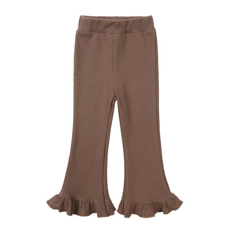 Girls Spring Autumn Stretch Cotton Ribbed Flare Pants Retro Versatile Bottoms
