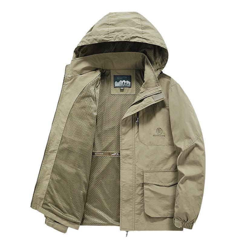 Men's Windproof Quick-Dry Outdoor Jacket - Spring/Autumn Loose Fit, Plus Size, Thin Style for Hiking and Casual Wear