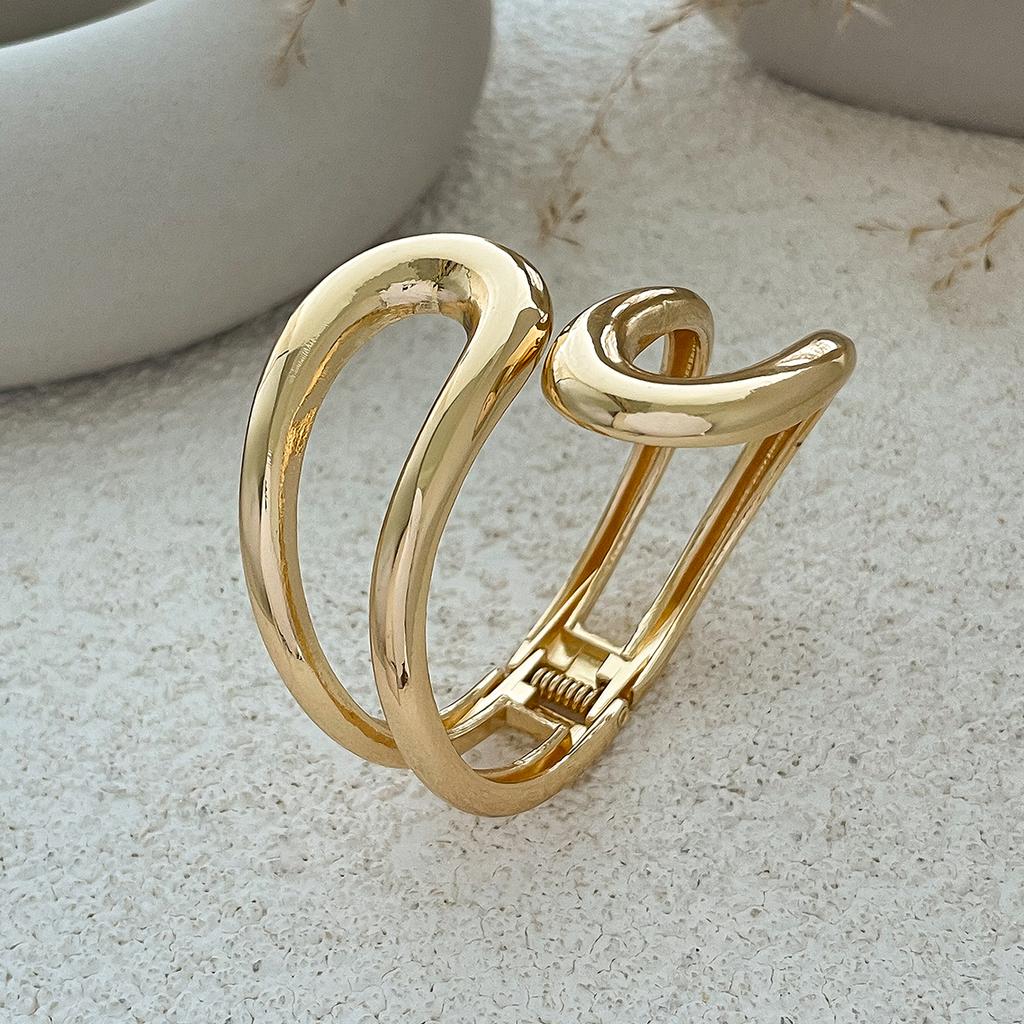 KunJoe Punk Hollow Out Geometric Cuff Spring Bangles for Women Personalized Heavy Metal Chunky Wide Open Bracelet Arm Jewelry