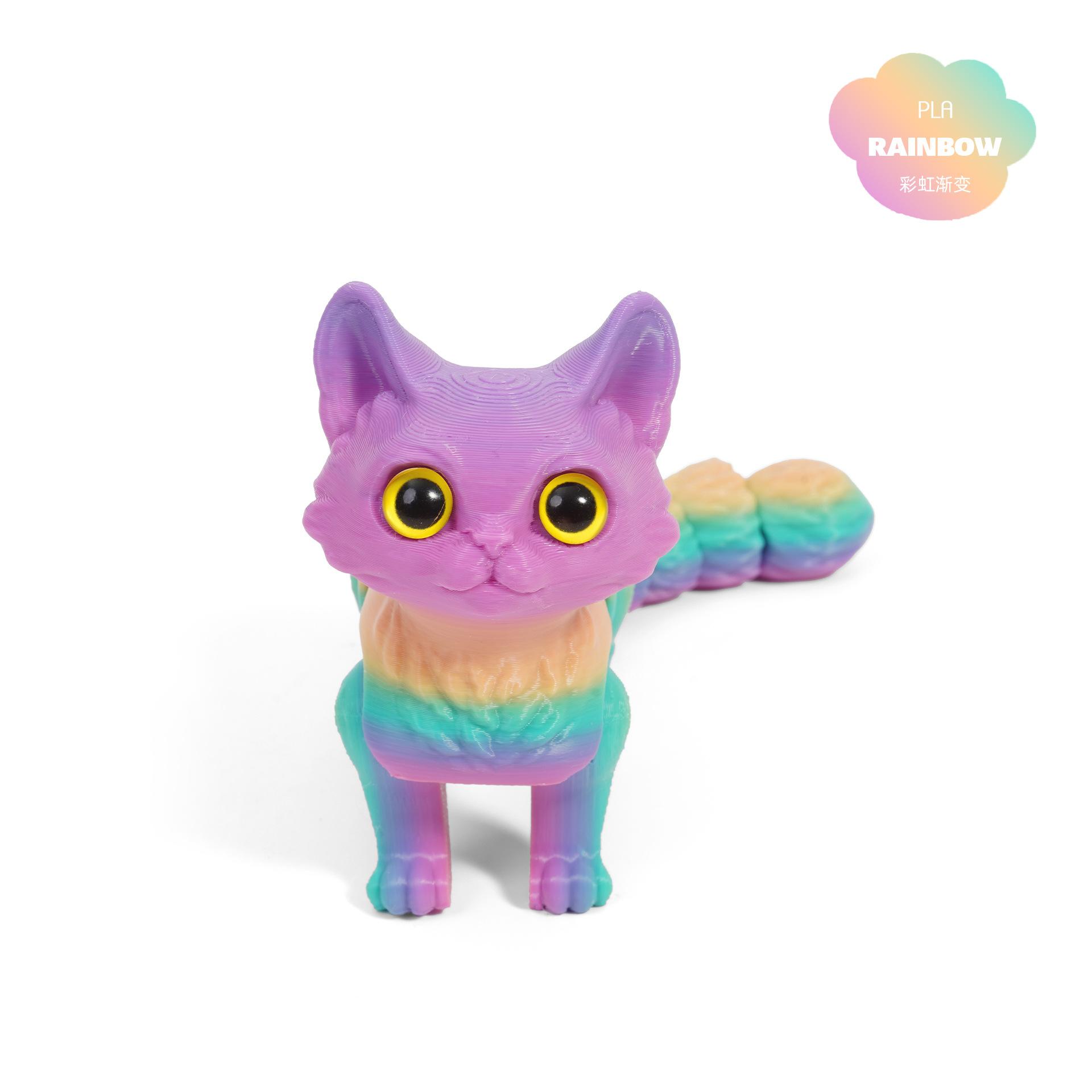 

Gradient 3D Printed Cats Movable Joint Fidget Toys Desktop Noctilucent Ornament Kid Figure Toy Ornaments for Adults Kids Gift 12cm