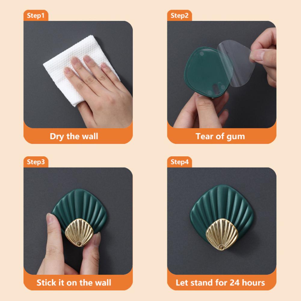 Nordic Style Wall Hanging Hook Seashell Shape Punch-Free Strong Glue Hook Bathroom Kitchen Wall Mounted Seamless Sticky Hook