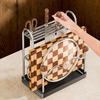Kitchen Storage Rack, Cutter, Cutting Board And Utensil Stand, with Drainer Tray Anti-Slip Base, Stainless Steel Multi-Slot Organizer for Countertop