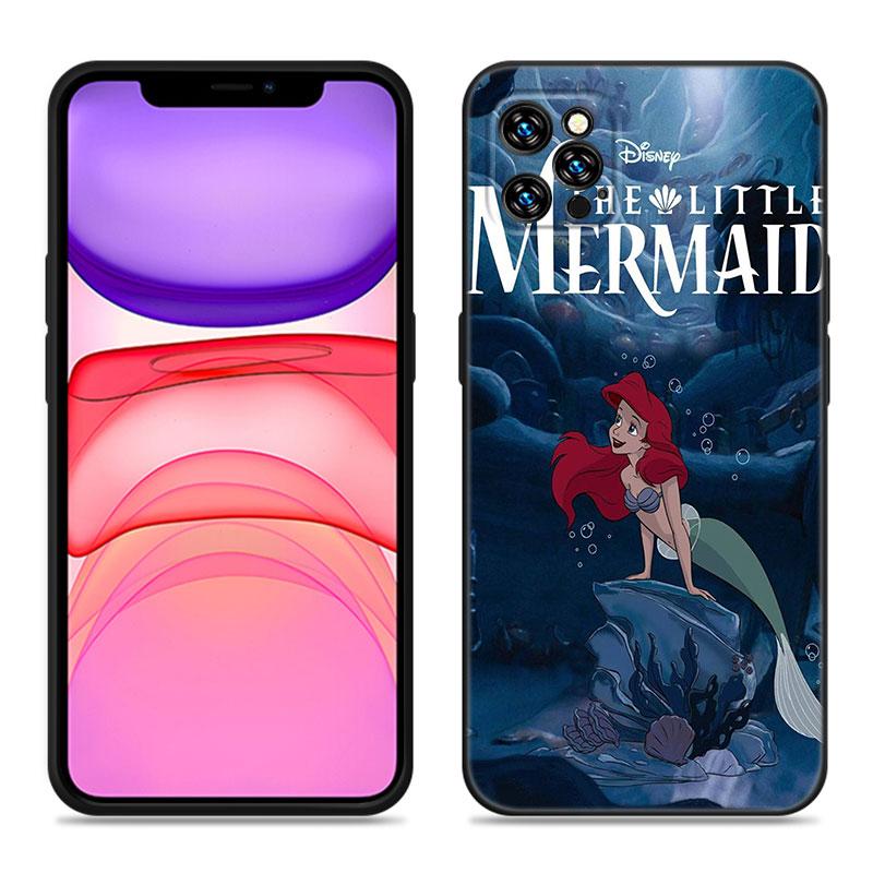 The Little M-Mermaid Phone Case For Apple iPhone 12 13 Mini 11 14 15 Pro Max 7 8 Plus X XR XS SE 2020 2022 Black Silicone Case