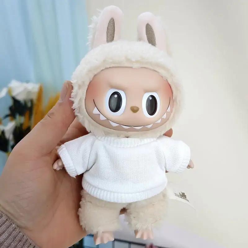 

17cm Mini Plush Doll S Clothes Outfit Accessories For Korea Kpop Exo Labubu Idol Dolls Corduroy overalls T-shirt Clothing Gift No Doll