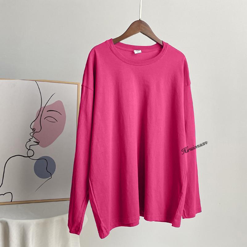Hirsionsan Basic O-neck 100% Cotton T Shirt Women Loose Oversized Pullover Chic Cusual Tees Female Tops Girl Clothing 16 Colors