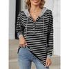 YYFS Women's Fashion Casual Stripe Print Long Sleeve Hooded Hoodies & Sweatshirts