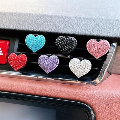 Herzförmiger Luftausströmer-Clip Glänzender Strass Diamant Auto Deko Clip Klimaanlagen-Clip Auto Innendekor Autozubehör