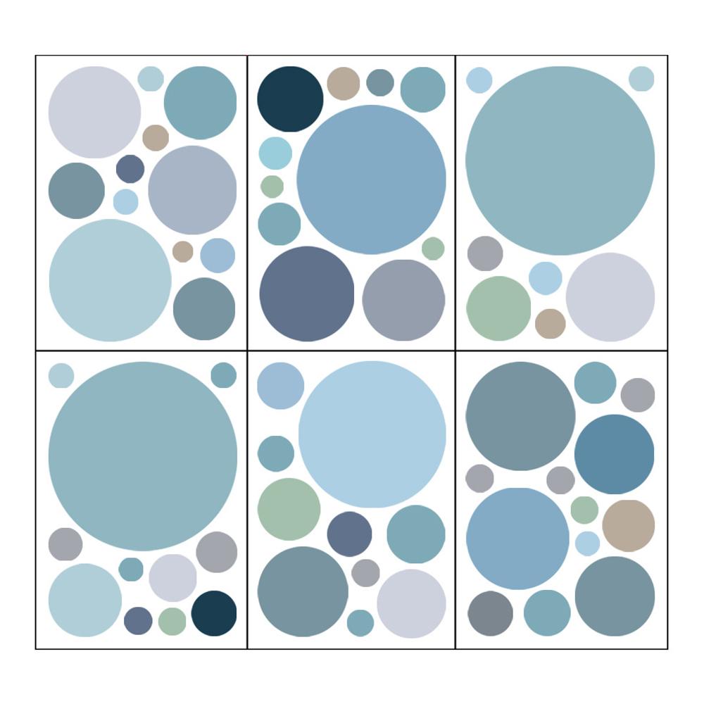 6Pcs/Set Polka Dot Pattern Decorative Wall Stickers Self Adhesive Removable PVC Decals