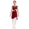 Abito da Danza Lirica a Pezzo Unico da Bambina Senza Maniche Rete Trasparente Patchwork Asimmetrico Abito da Ballo