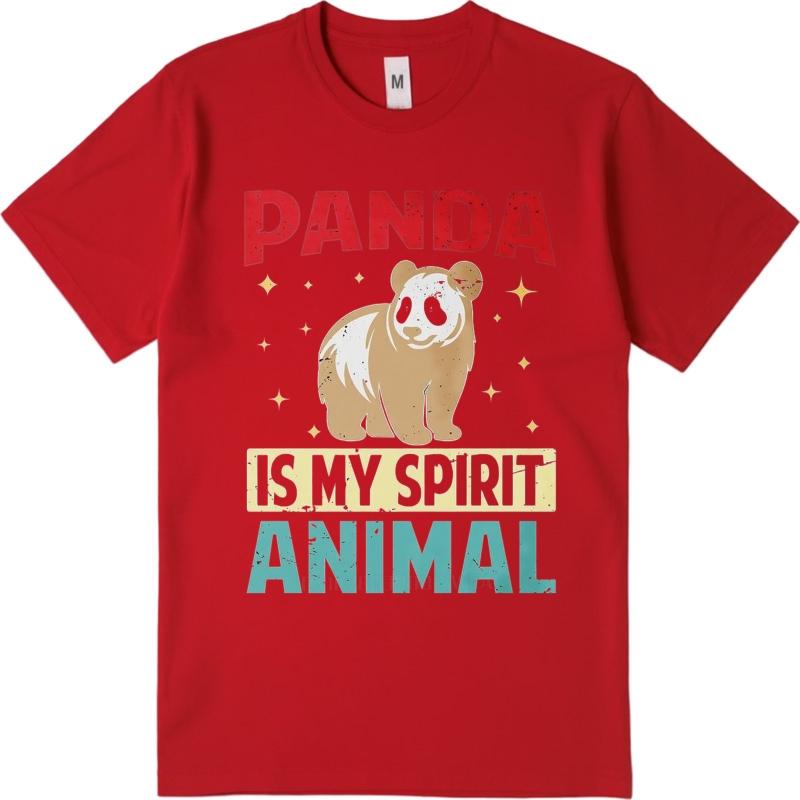 Men cotton tshirt Graphic summer Men t shirt Panda Is My Spirit Animal Short Sleeve Adult Oneck tops Brand t shirt for man