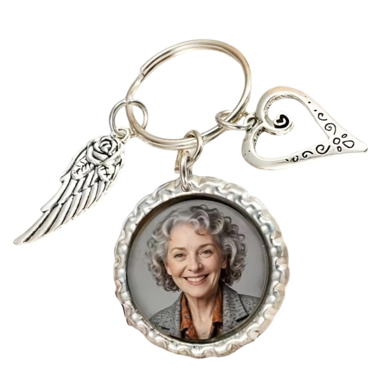 

Elegant Rose Bouquet Keychain With Interchangeable Photo Frame Stainless Steel Fashion Jewelry Accessory 1 серебряный