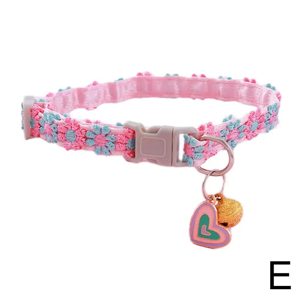Fashion Rainbow Flower Cat Collar With Bell Kitten With Adjustable Cat 1Piece Collar Adjustable Necklace Pendant Puppy R0C6