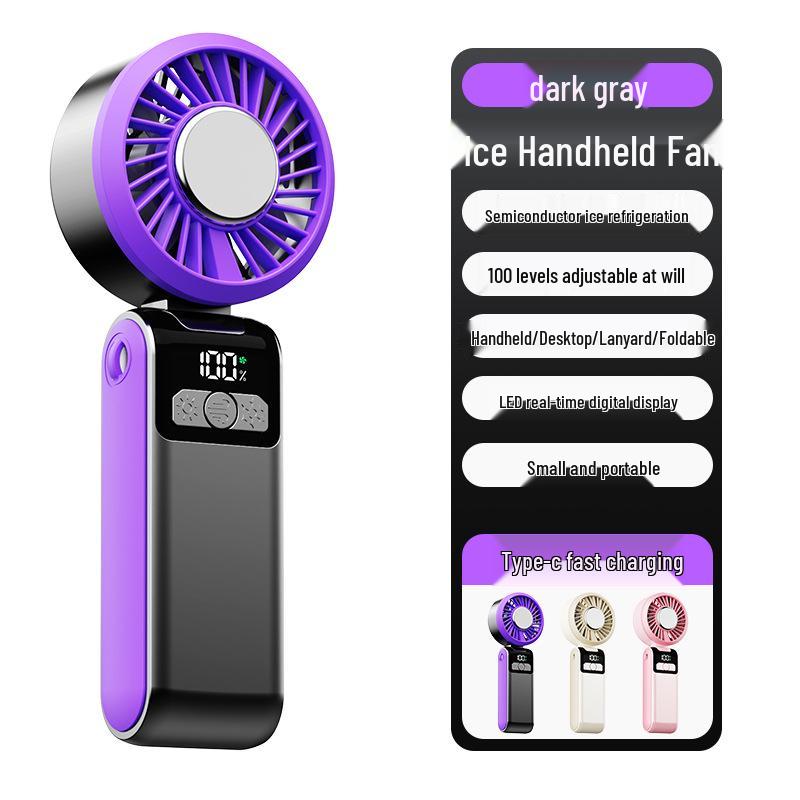 Upgraded Mini Portable Turbo Foldable Neck Fan with USB, Semiconductor Cooling & Digital Display