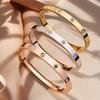 Htpwe Stainless Steel Diamond Ring Stacking Bracelet Women 18k Gold Plated Couple Holiday Gift Fashion Bracelet Party Zircon