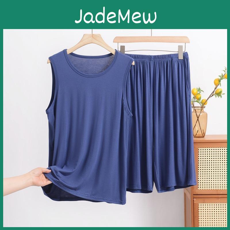 Modal Summer Vest Shorts Mens Loose Large Size Sleeveless Tshirt Outside Pocket Home Pajamas Trousers Set