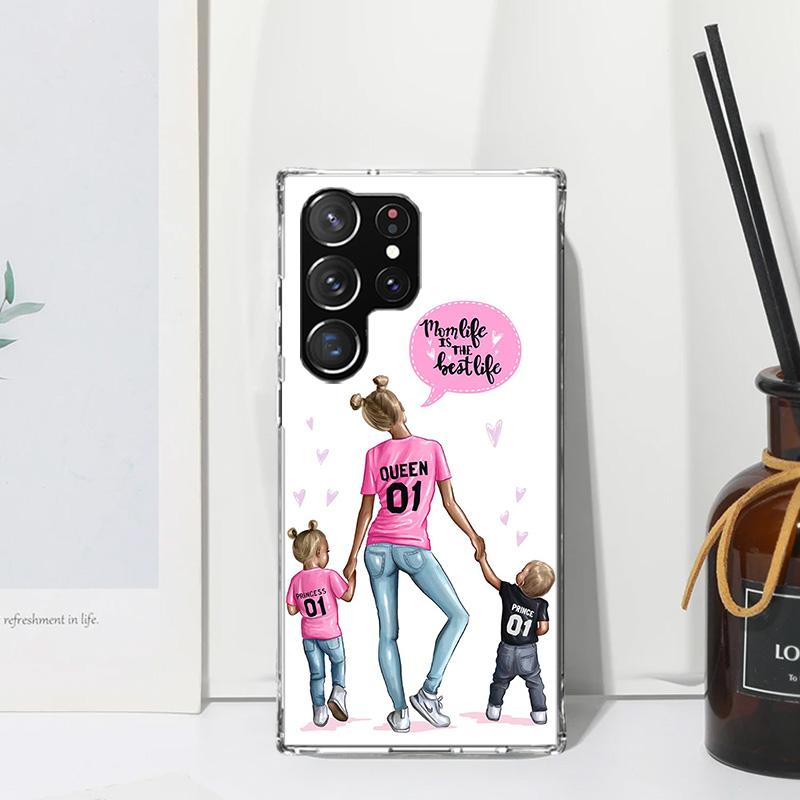 Mom Baby Girls Phone Case For Samsung Galaxy S26 S25 Edge S24 FE S23 S22 Ultra S21 Plus S20 + Art Fundas Back Cover Galaxy S24 S