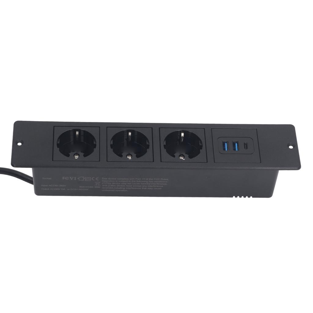 Versenkbare Steckdosenleiste 3x Steckdosen 2x USB A 1x USB C PD20W Anschlüsse Tischsteckdose mit 1,5 m Kabel Standard