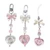 Stilvoller Perlen-Schlüsselanhänger Handy-Anhänger Lebendiger Perlen-Herz-Anhänger Schlüsselanhänger Schleife Handy-Kette Schmuck-Anhänger