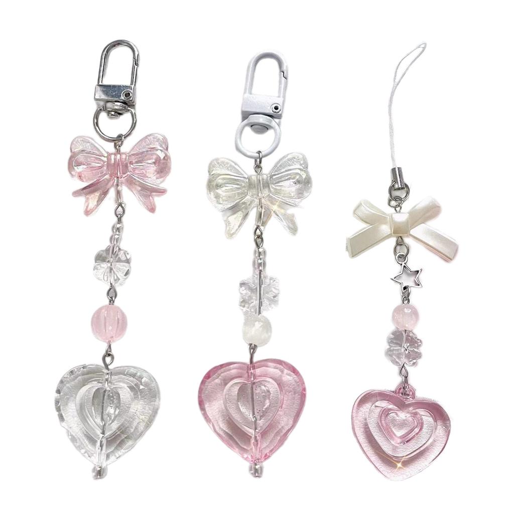 Stilvoller Perlen-Schlüsselanhänger Handy-Anhänger Lebendiger Perlen-Herz-Anhänger Schlüsselanhänger Schleife Handy-Kette Schmuck-Anhänger