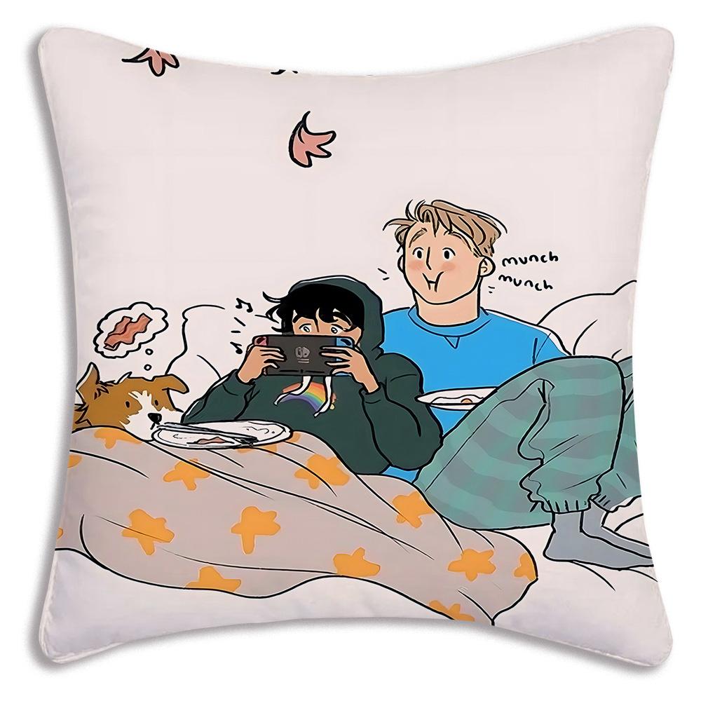 Cute anime For Heartstoppers Pillow Covers Cartoon Sofa Decorative Home Double-sided Printing Short Plush Cute Cushion Cover