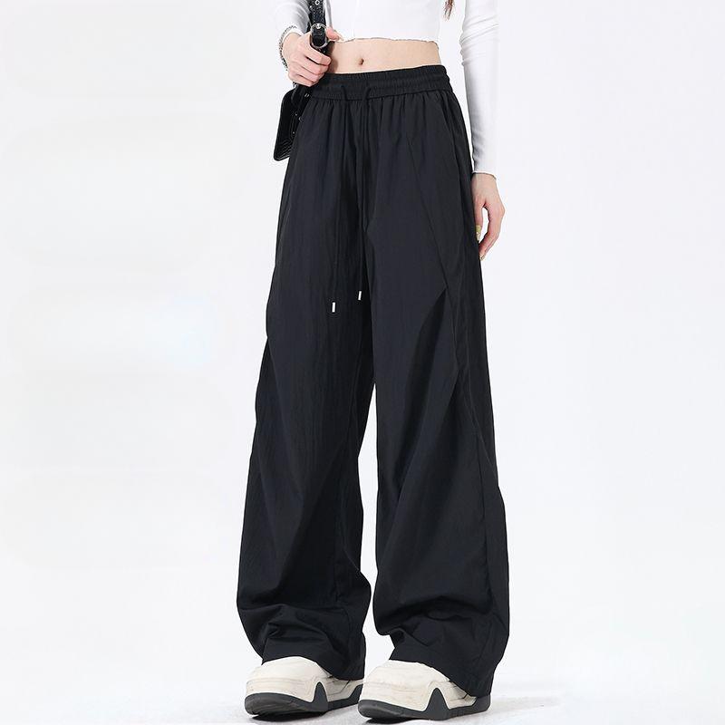 Outdoor Sports Women Ice Silk Pants Summer Stretchy Breathable Wide Leg Casual Trousers Couple Style