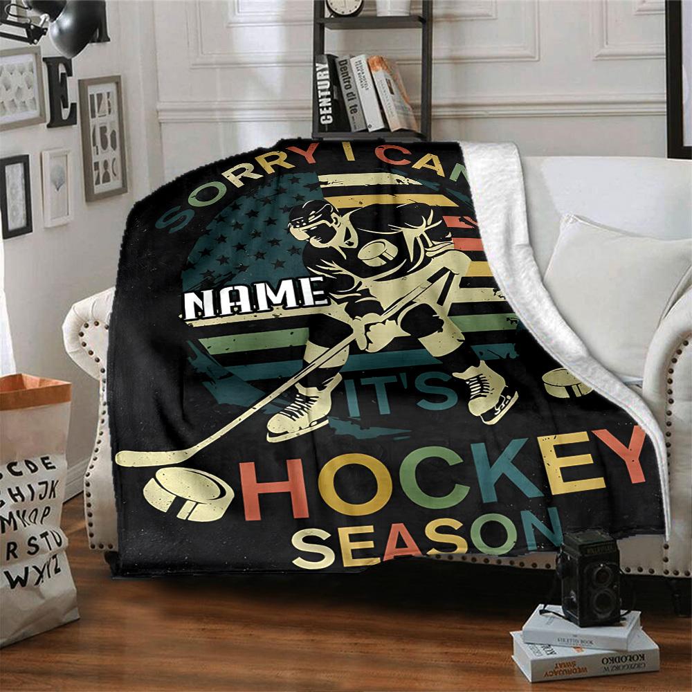 Hockey Lifestyle Eat Sleep Play Repeat Live Love Throw Customize Text Comfortable Texture Versatile For Sofa Couch Office Bed Picnics Allseason Use