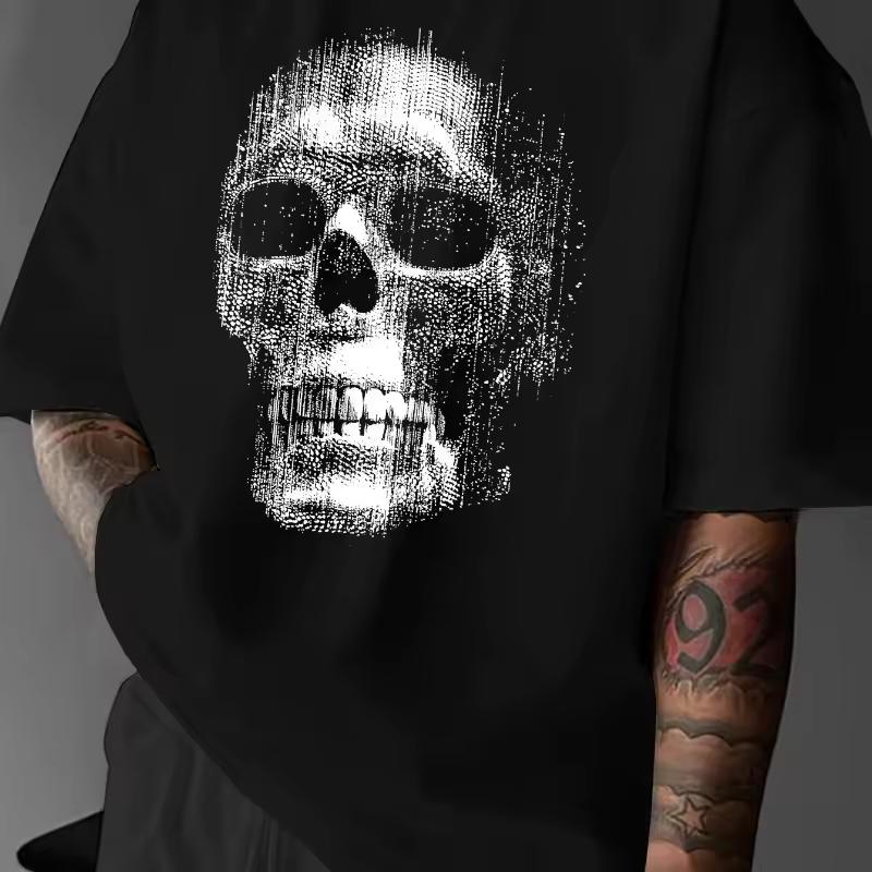 Metal Skull Print T shirt, Street Round Neck T shirt for Men, Summer New Style Suitable for Both Men and Women
