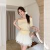 Korean Hottie Swinging Collar Revealing Collarbone Short-sleeved T-shirt Women's Summer New Slim-fit Design Pure Desire Style Beautiful Top