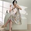 Women's Cotton and Silk Nightgown Summer Thin Internet Celebrity Large Size Printed Pajamas New Sleeveless Loungewear