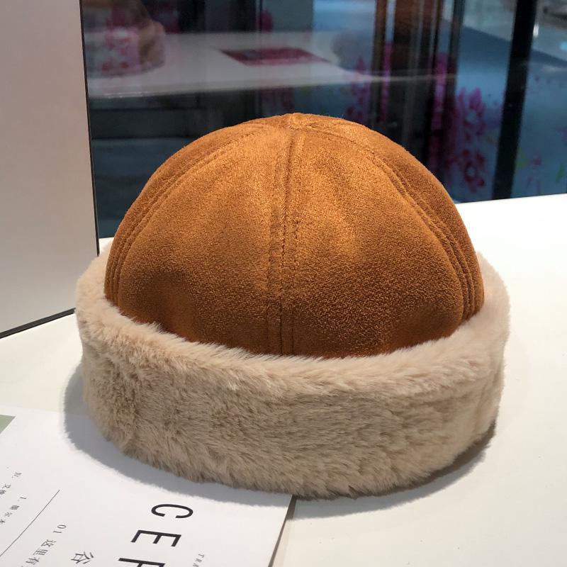 Women's Fleece-Lined Winter Hat: Thick Suede, Warm Melon Skin, Korean & Japanese Retro Style, Versatile Plush Hat