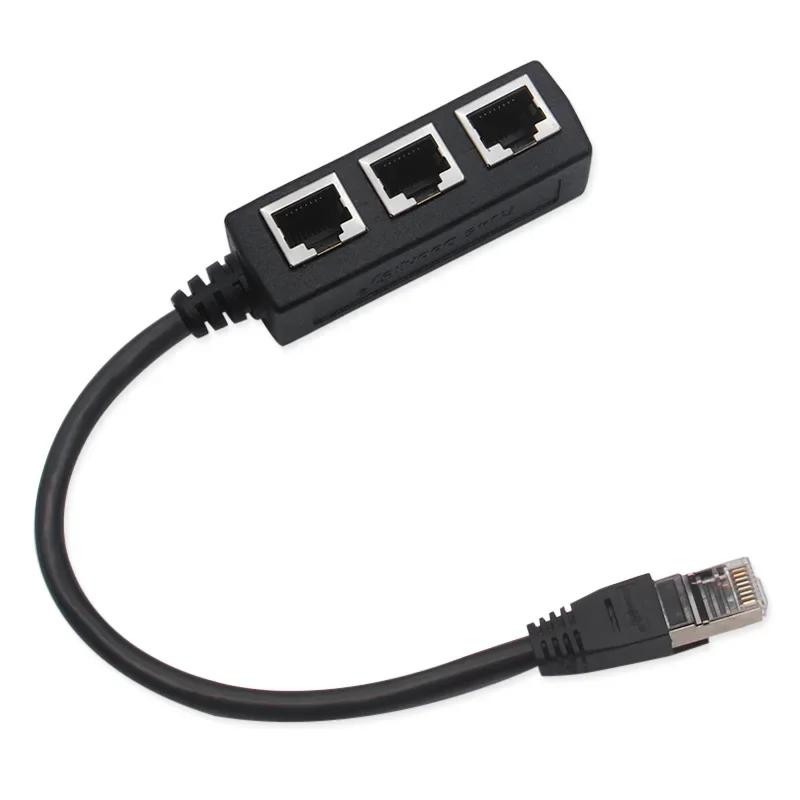 RJ45 Ethernet Cable Splitter Network Adapter,Ethernet Splitter 1 to 3 Cable Suitable Super LAN Ethernet Connector Adapter Cat 6