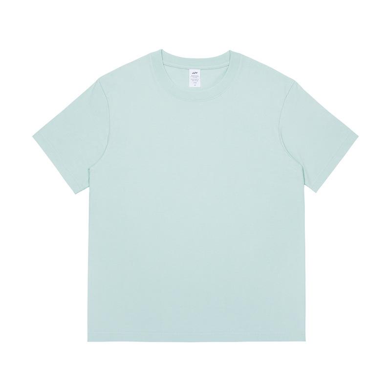 400g Heavyweight Pure White Long-Staple Cotton Summer Short-Sleeve Loose Crew Neck Base Layer T-Shirt