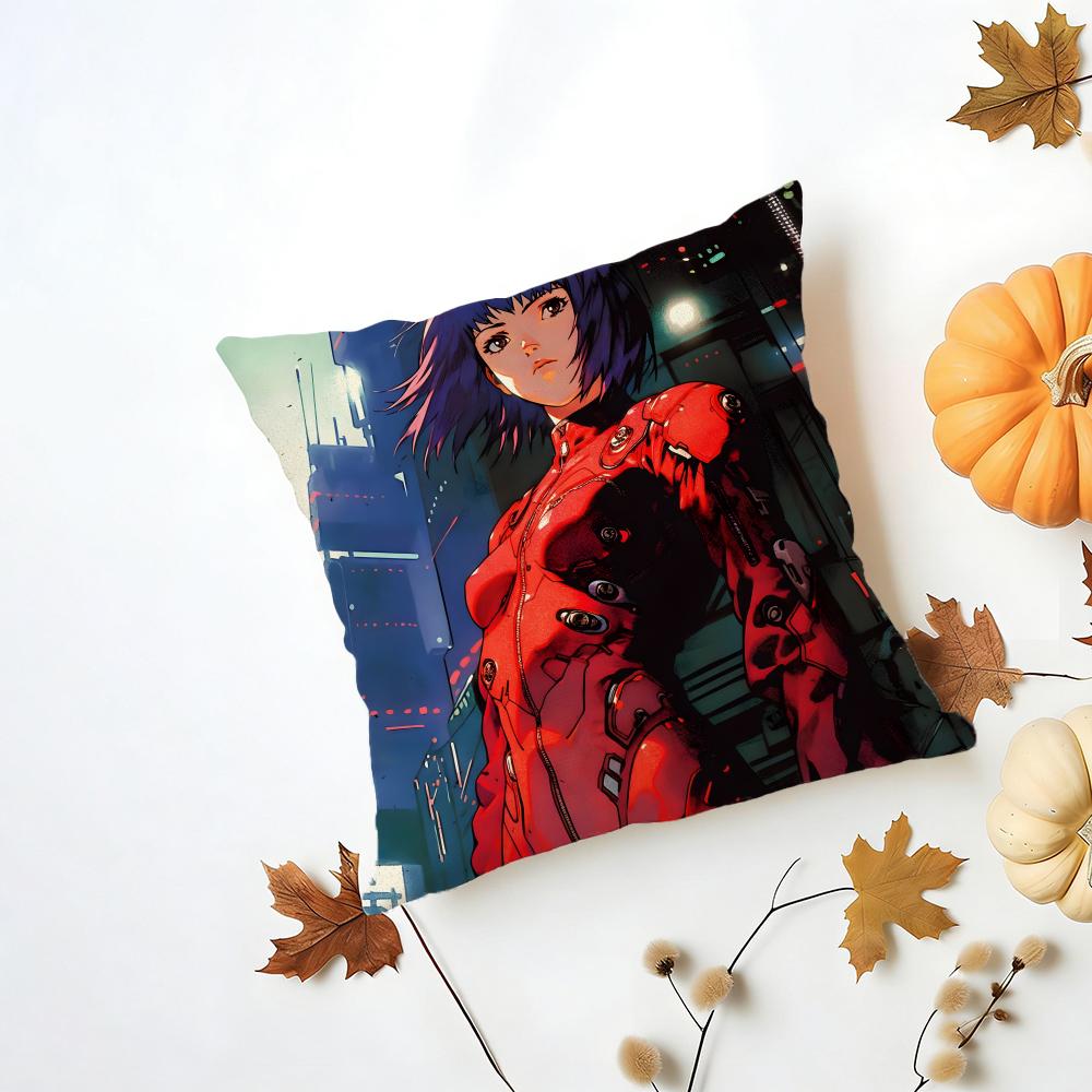 

GGhost in the Shell Cushion Cover Washable Linen Pillowcase Soft for Daily Sofa Bed Home Room Decor 30x30cm