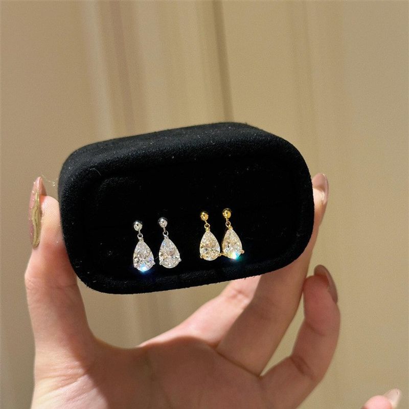 

Французский стиль Фантазийные Умные Маленькие Серьги-капельки Женские Ин Роскошный Стиль Серьги Доступная Роскошь Дизайн для Особых Интересов Серьги Water Drop Zircon Earrings Silver