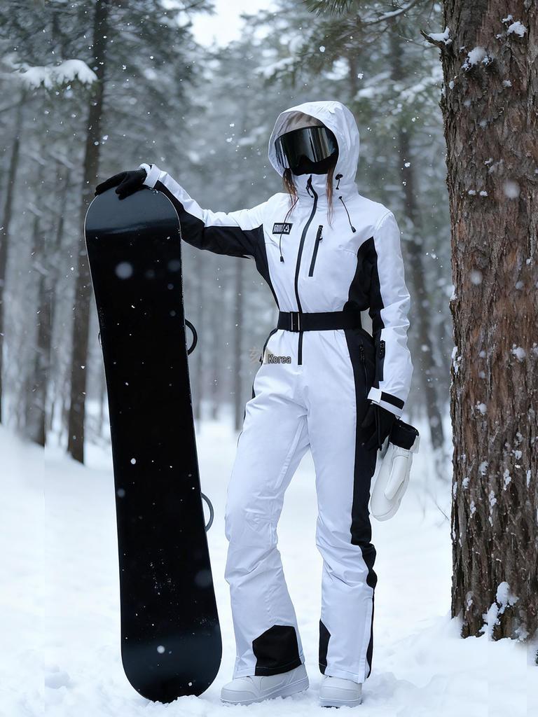 2025 Women's Slimming Waterproof One-Piece Ski Suit for Winter Outdoor Activities